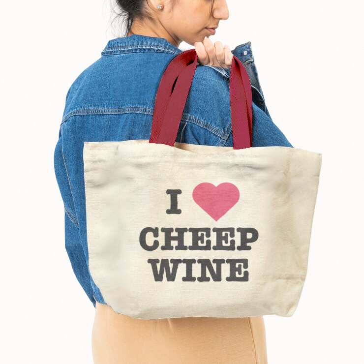 mockup lady holding cheepo tote